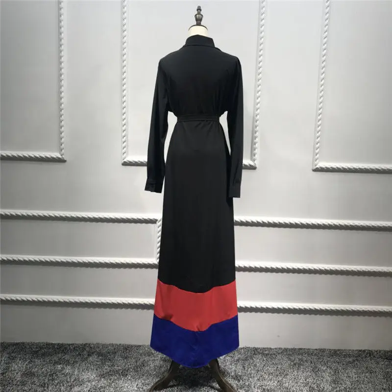 Женское элегантное платье с рюшами Abaya черное красное оборками длинные исламские