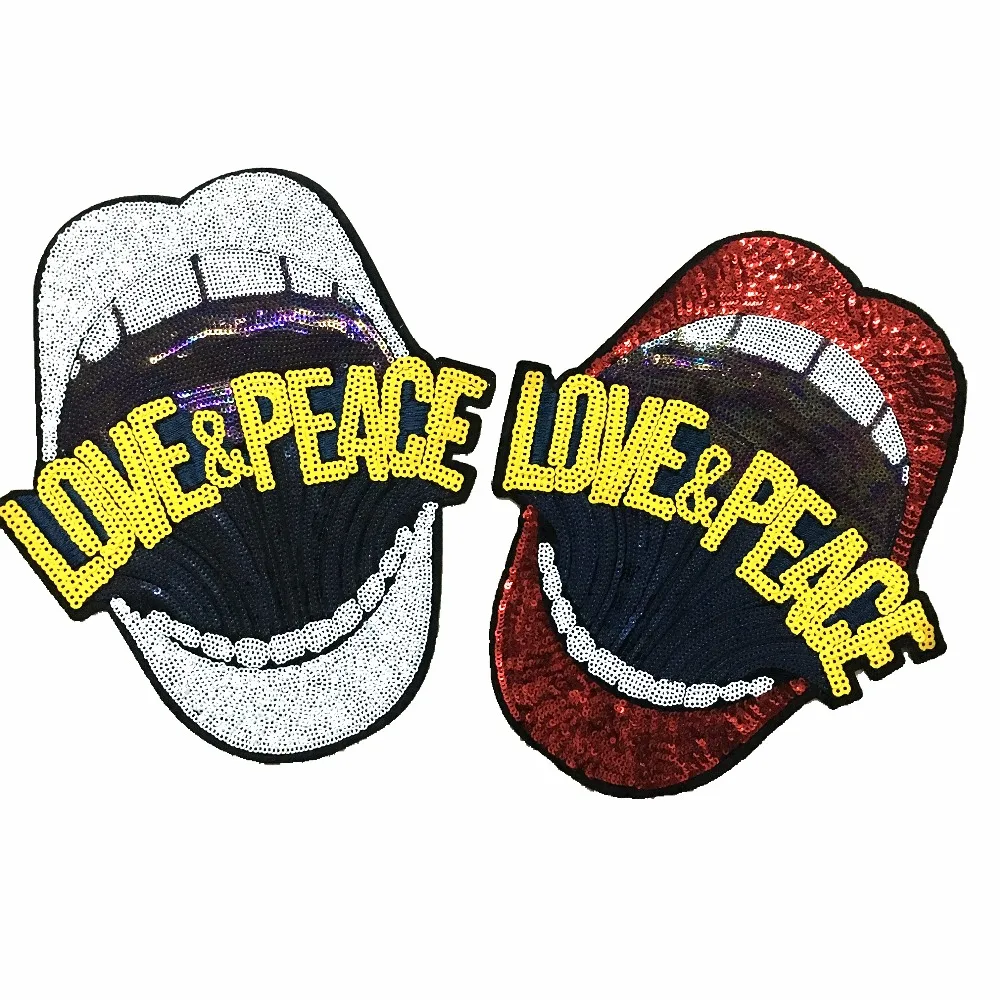 2 шт. аппликация для пришивания губ LOVE & PEACE|Заплатки| |