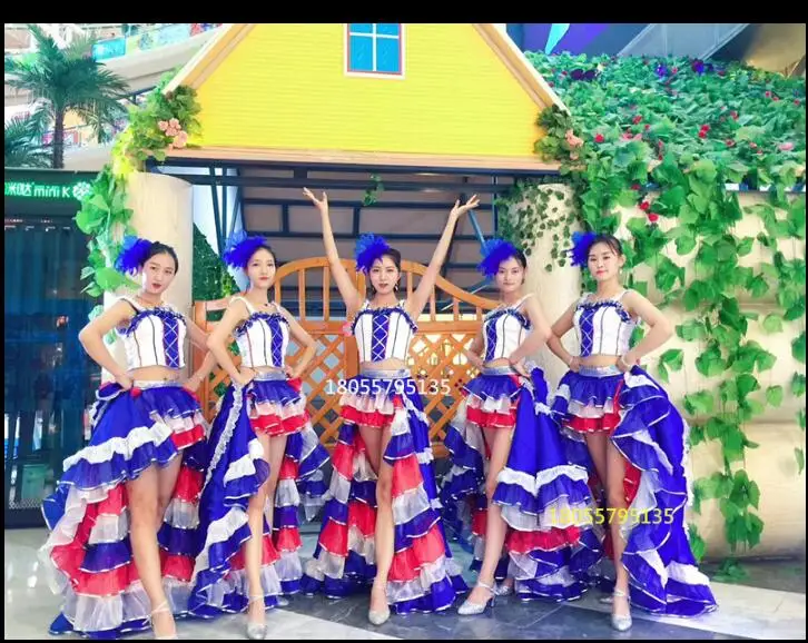 Испанское платье для танцев фламенко Samba сексуальные костюмы открытие|dance
