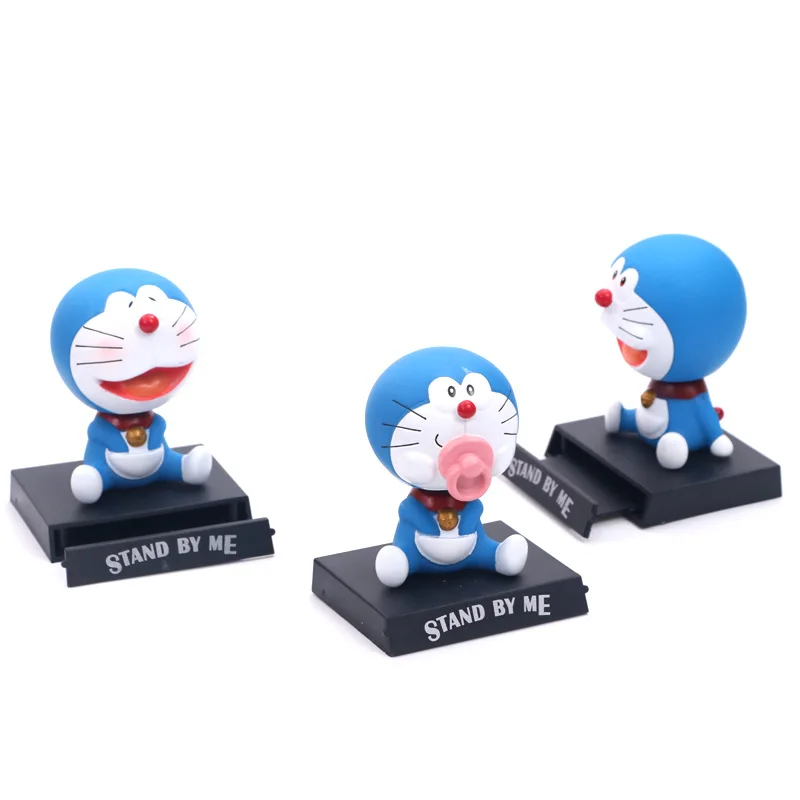 11 см Doraemon Аниме Фигурка встряхните голову держатель телефона кронштейн украшение автомобиля аниме модель ПВХ игрушки для рождественских подарков