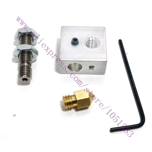 

3D Printer MK8 MK9 Extruder Nozzle Print Head+ Nozzle Throat + Heater Block for 1.75mm 3D Printer
