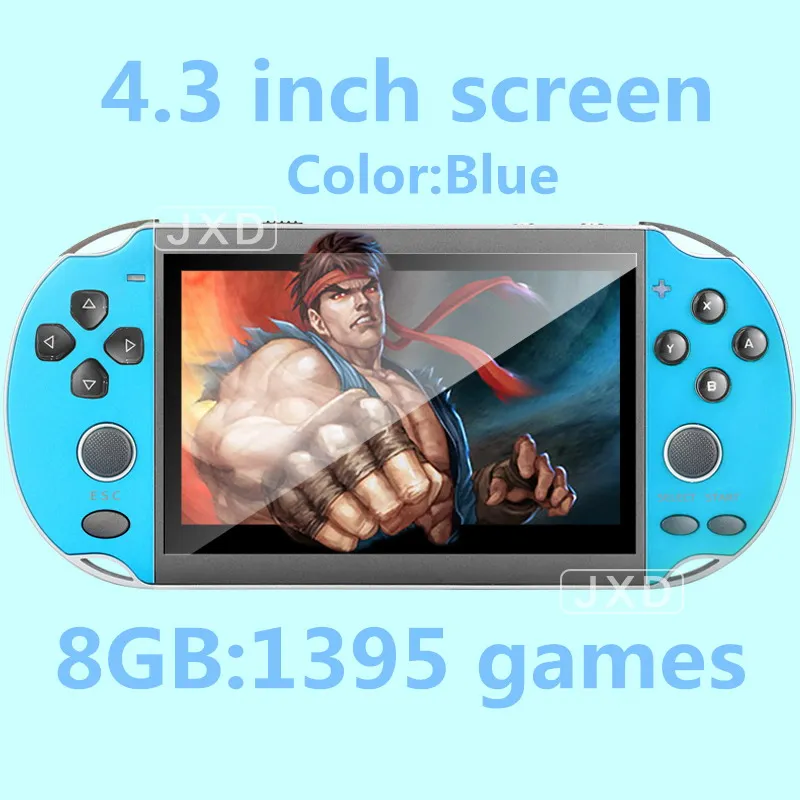 4.3Blue 1395 games 4,3 дюймовый двойной джойстик Цветной Ручной игровой консоли встроенный в 7500 игр поддержка fc/gb/gbc/gba/ps1/аркадная игра mp3/4 dv dc - Цвет: 4.3Blue 1395 games