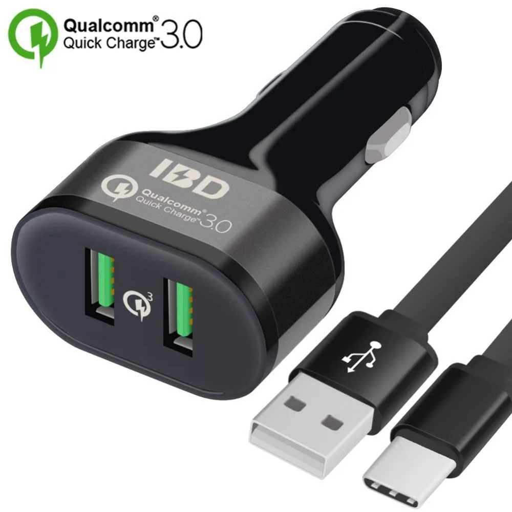 Автомобильное зарядное устройство с двумя usb 3 0 для Samsung S10 S9 S7 iphone телефона