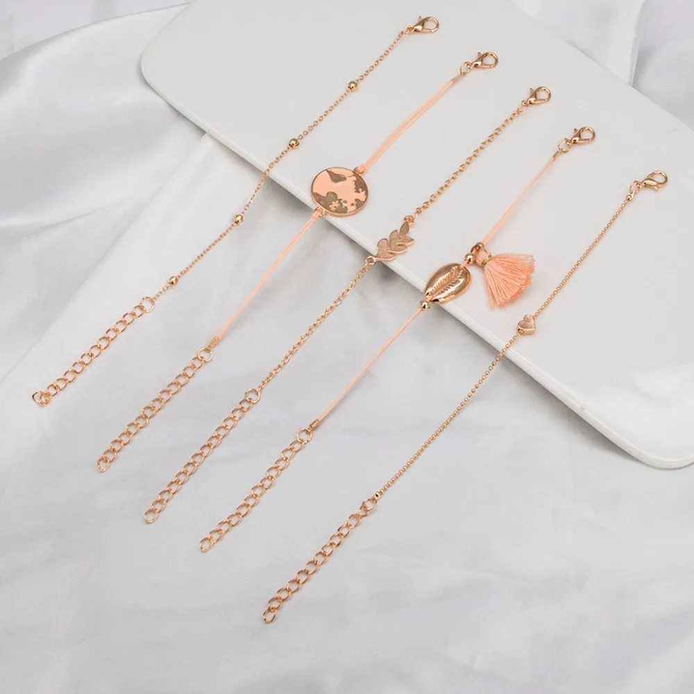 5 шт. стильный Дикий браслет модный тренд крест ракушка хвост русалки любовь леди