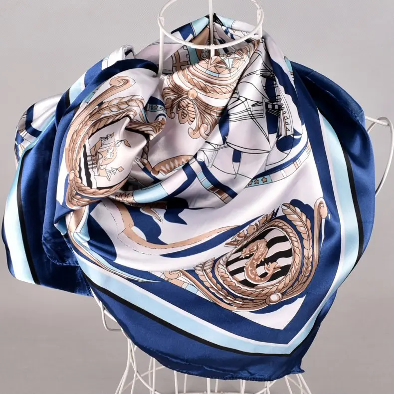 Fashion Shawl Scarves For Women Floral Print Silk Satin Hijab Scarf Female Wraps 90*90cm Square Shawls Bandana Scarfs Ladies | Аксессуары