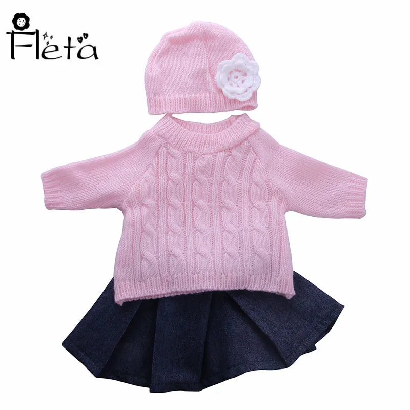 n1336 Кукольный свитер, одежда, лидер продаж, комплект = шляпа+ платье, подходит для детей 18 дюймов, американский и 43 см, подарок на Рождество и день рождения для девочек - Цвет: n1336