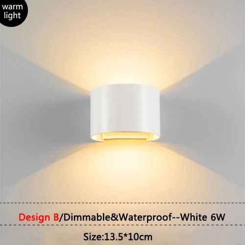 Design B(White Body) Светодиодный настенный светильник с регулируемой яркостью и водонепроницаемостью, современный настенный светильник для наружного или внутреннего использования, алюминиевый регулируемый настенный светильник - Цвет абажура: Design B(White Body)