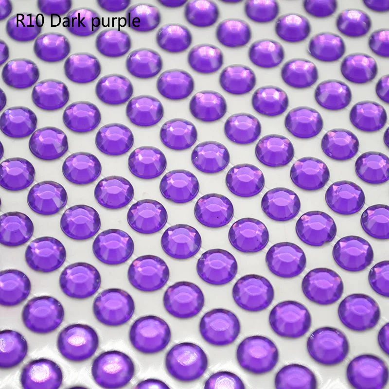 R10 Dark purple 3/4/5/6 мм акриловые самостоятельно самоклеящиеся стразы стикеры сделай сам наклейка Скрапбукинг наклейки мобильных телефонов/ПК Декор блестящие камни для рукоделия расходных материалов - Цвет: R10 Dark purple