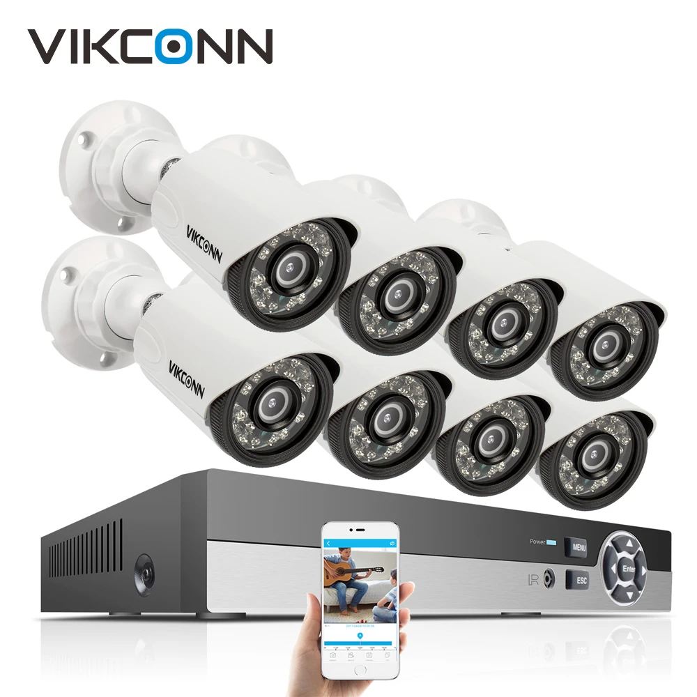 VIKCONN 8CH 1080 P AHD DVR рекордер Видео система наблюдения CCTV 8 шт. 2.0MP безопасности камера