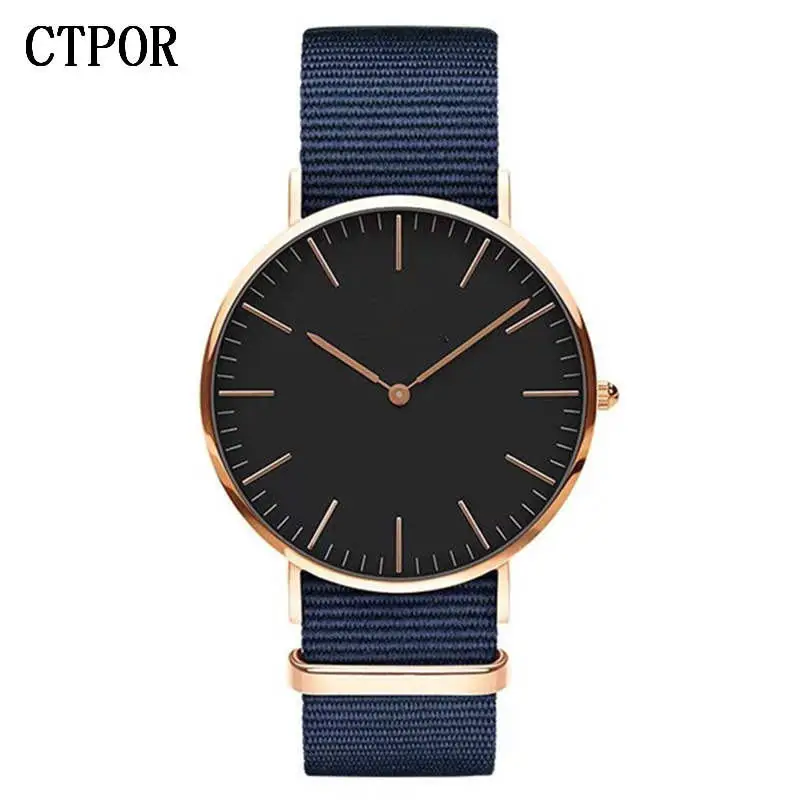nylon 8 Ctpor мужские часы ультра-тонкие мужские часы Топ хорошего качества из нержавеющей стали черные золотые часы Мужские кварцевые часы 30 м водонепроницаемые DW - Цвет: nylon 8