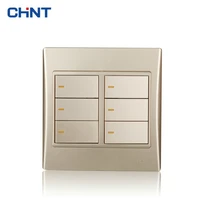 chint electric home switch 120 type new9l security steel frame lights switches golden six gang two way