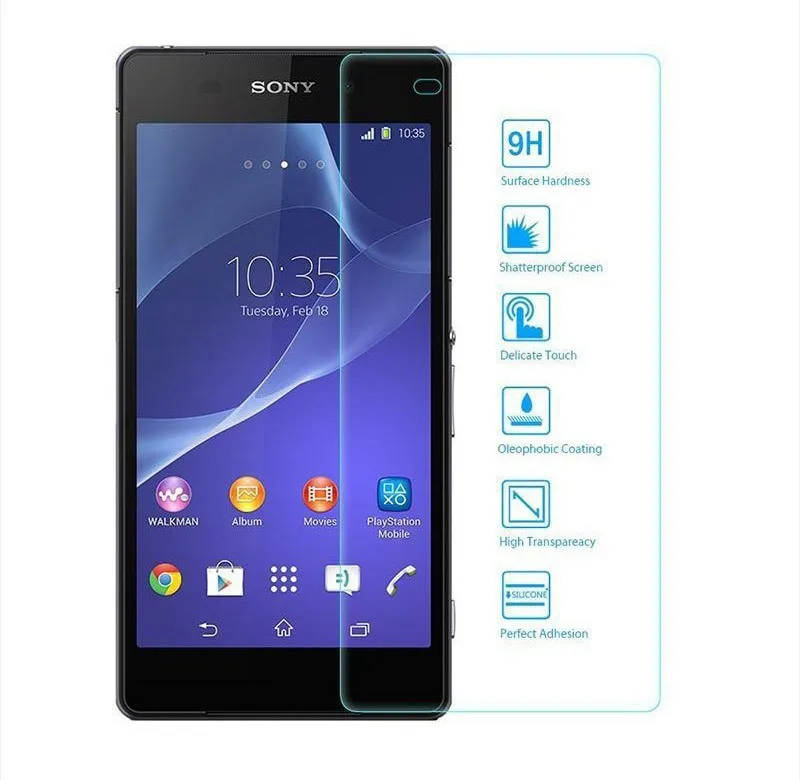 Для Sony Xperia Z1 Z2 Z3 Z4 Z5 компактный м2 M4 M5 мульти телефон защитная пленка 0.26 мм 2.5D