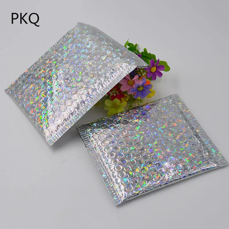 20 шт. 15x1 3 см/23x30 см Серебристые Пузырьковые конверты с лазерной печатью мягкие
