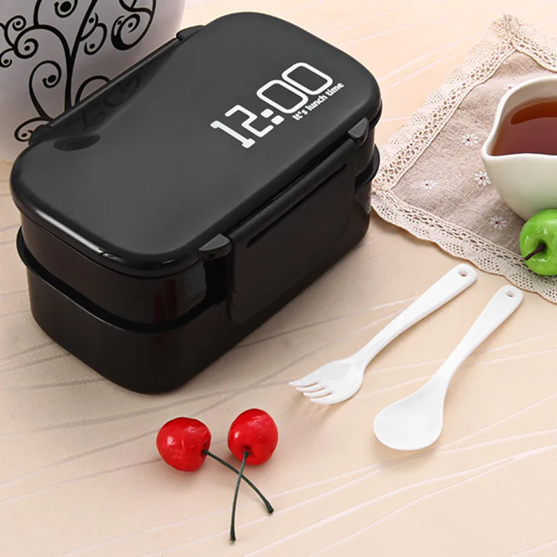 Bento Box японский стиль Ланч-бокс двухэтажный микроволновая печь Герметичный пищевой контейнер с ложками или палочками для еды для детей и взрослых