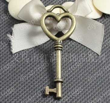 

40pcs/lot Zinc alloy bead Antique Bronze Plated Key wings Shape Charms Pendants Fit Jewelry DIY 56*21MM JYA1027