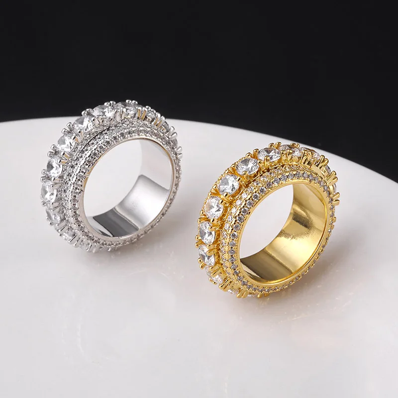 Bling Spinner Кольца для мужчин и женщин подарки 2 цвета AAA + кубический цирконий мужские