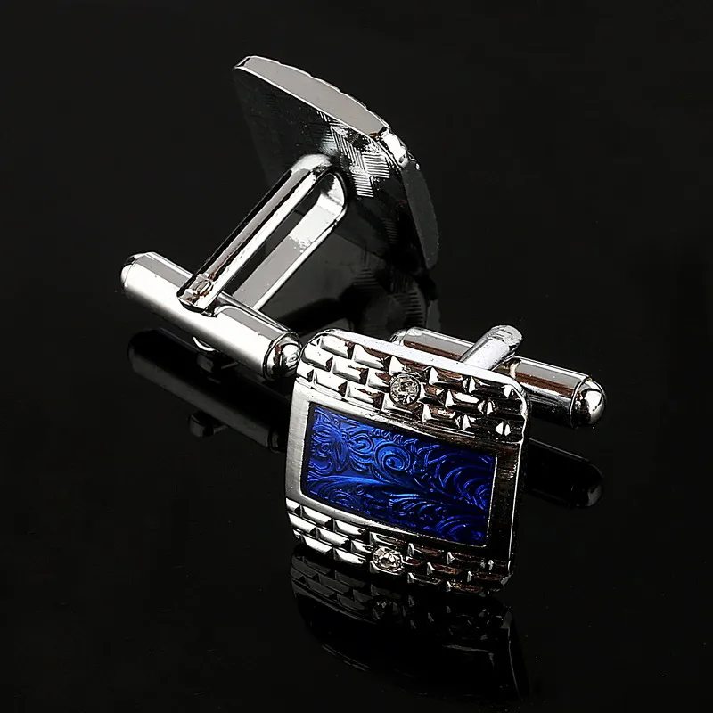 Мужские посеребренные запонки MINHIN роскошные темно синего цвета|cufflinks men|cufflinks