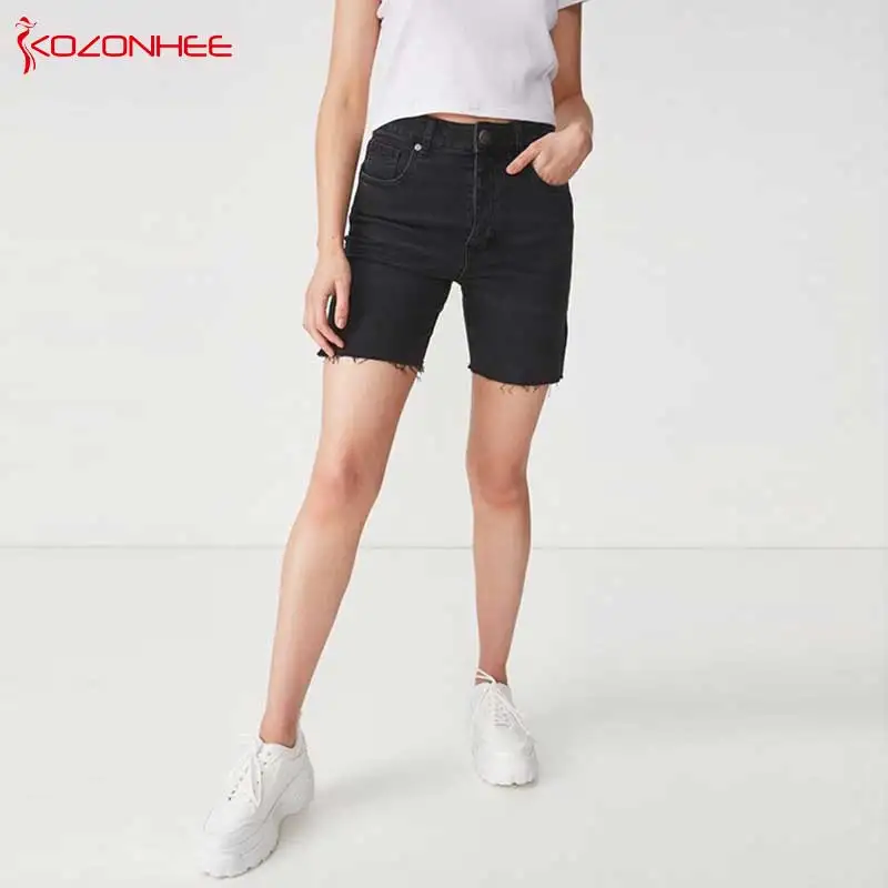 

Skinny Stretch Black Jeans With High Waist For Women Knee Length Pencil Thin Jeans Pants For Female #T52