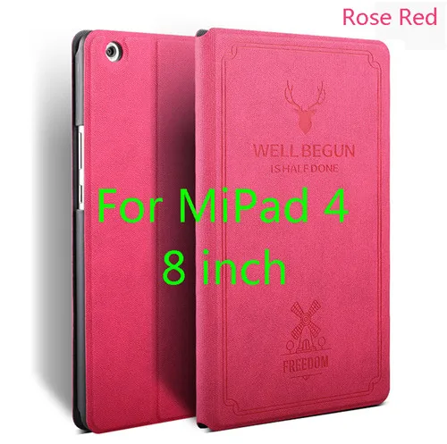 Mipad4 8inch RoseRed Чехол для Xiaomi Mi Pad 4,8 дюймов, Тонкий Ретро складной чехол-подставка из искусственной кожи, умный чехол для Xiaomi Mi Pad 4 Plus 10,1 дюймов, чехол для планшета - Цвет: Mipad4 8inch RoseRed