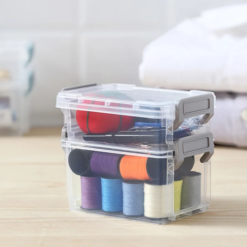 Magic Buckle Storage Box Stationery Finishing Home Transparent Multi-layer Overlay with Cover Jewelry Office Debris | Дом и сад