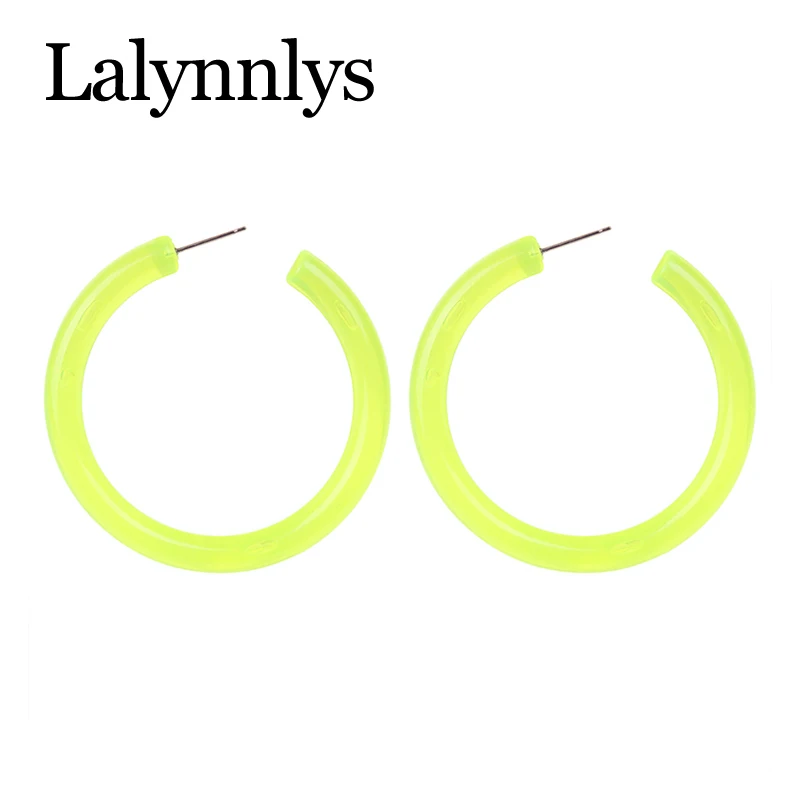 Lalynnlys 4 цвета новые уникальные неоновые цветные серьги-кольца для женщин и девочек флуоресцентные красные желтые модные круглые серьги ювелирные изделия