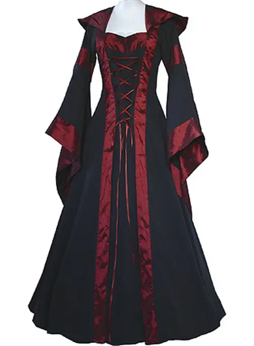 Hirigin Для женщин средневековый Dress2017 со шнуровкой новые Винтаж Стиль готическое