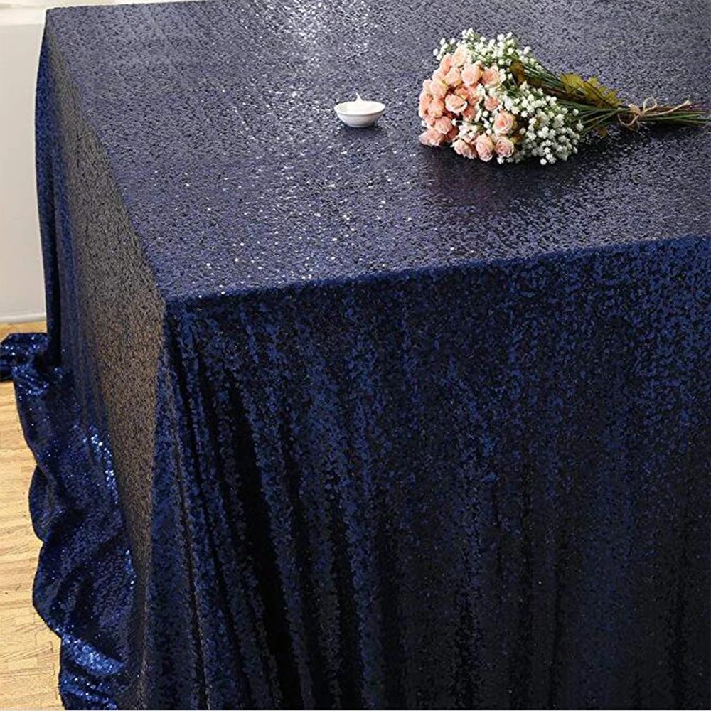 10 шт. 50 ''x 50'' темно-синяя квадратная скатерть с блестками скатерти бегуны