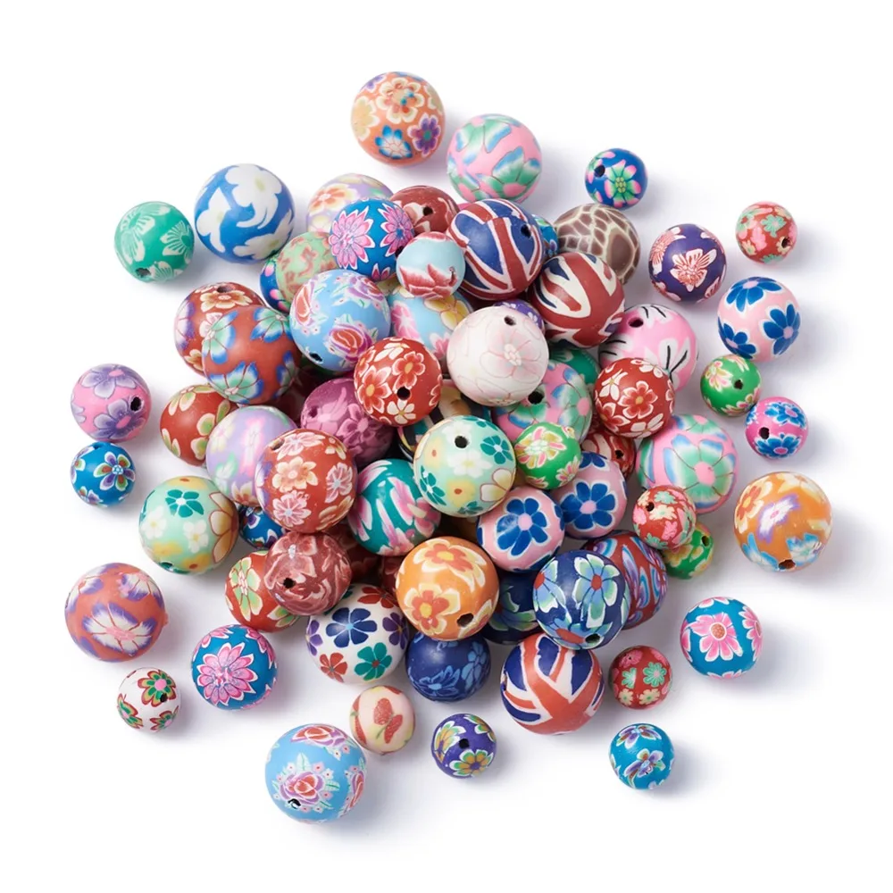 

Handmade Polymer Clay Beads, Round, Mixed Color, 8~12mm, for Necklaces Earrings Bracelets Making Mixed Color,