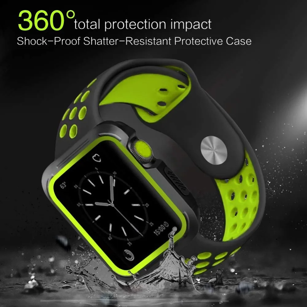 Наручных часов Apple Watch, версии с Чехол 38-42, не замненная Мягкий защитный чехол силиконовый спортивный ремешок для смарт-часов Series4/3/2/1 Nike Sport Edition