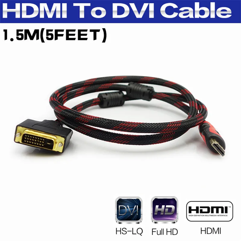 Позолоченный Кабель HDMI к DVI 24 + 1 Разъем Адаптер конвертер 1.5 м 3 5 Micro usb кабель Для 1080