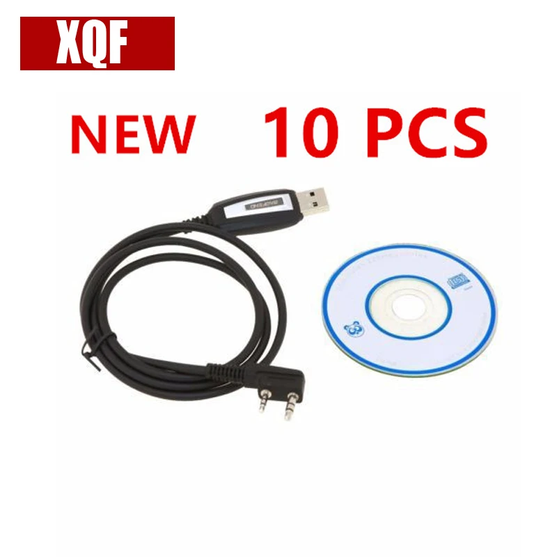 XQF 10 шт. программный CD и USB Кабель для программирования Baofeng двухстороннее радио