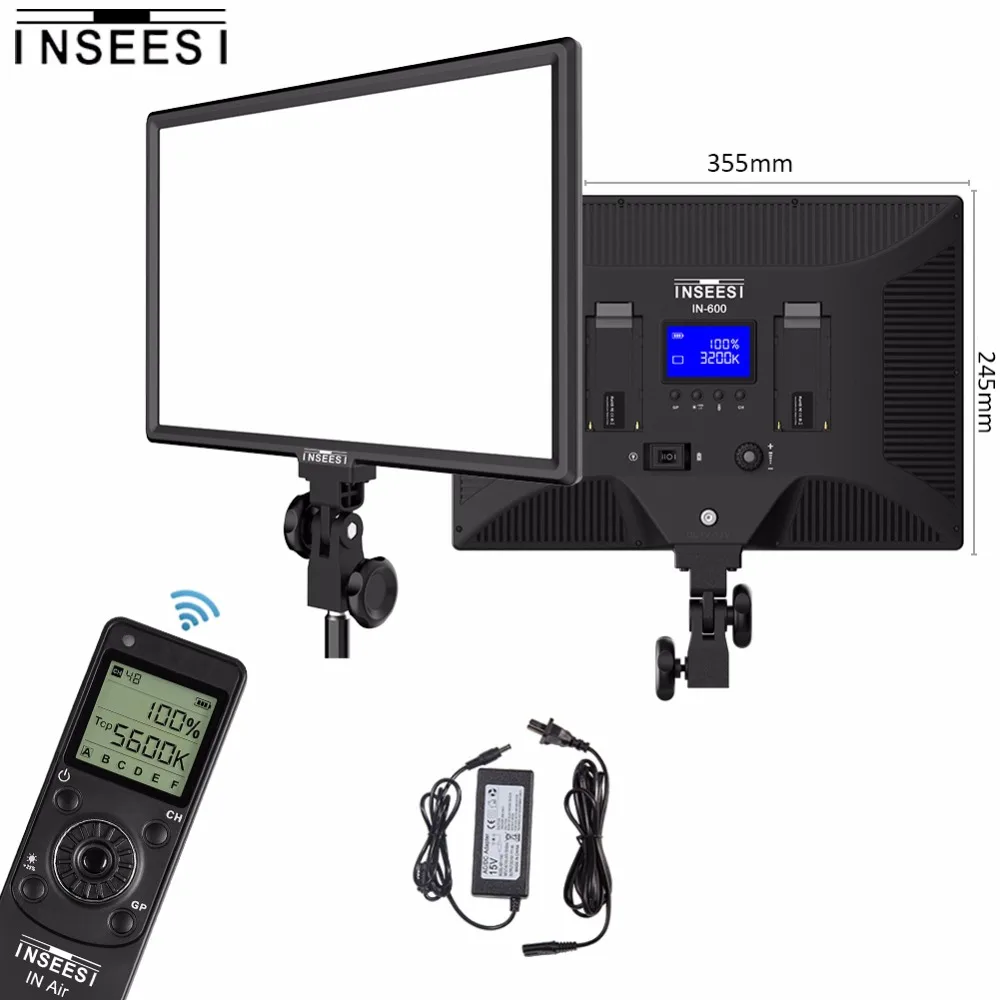 INSEESI IN-600 светодиодный Светодиодный светильник для видеосъемки 3200-5600 k Luce светодиодный светильник для цифровой зеркальной фотокамеры