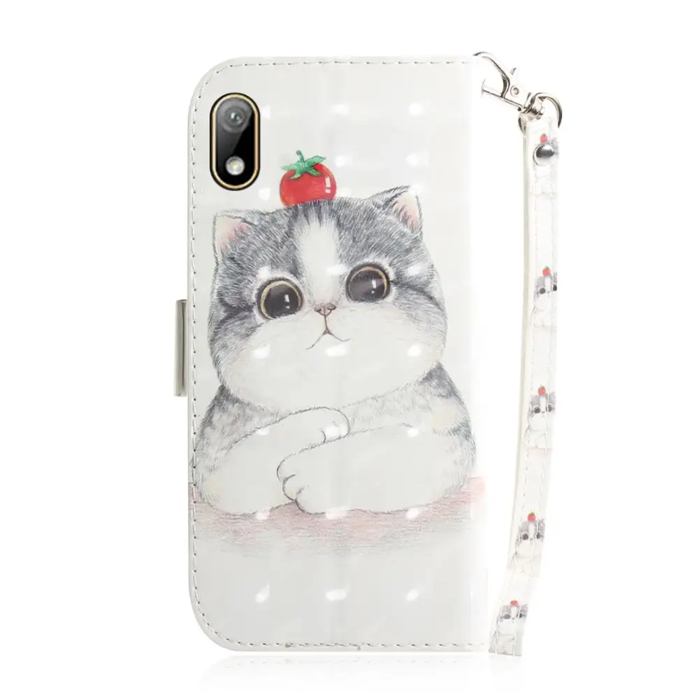 Роскошный чехол кошелек с откидной крышкой мультяшными животными для HUAWEI Y5 2019 из