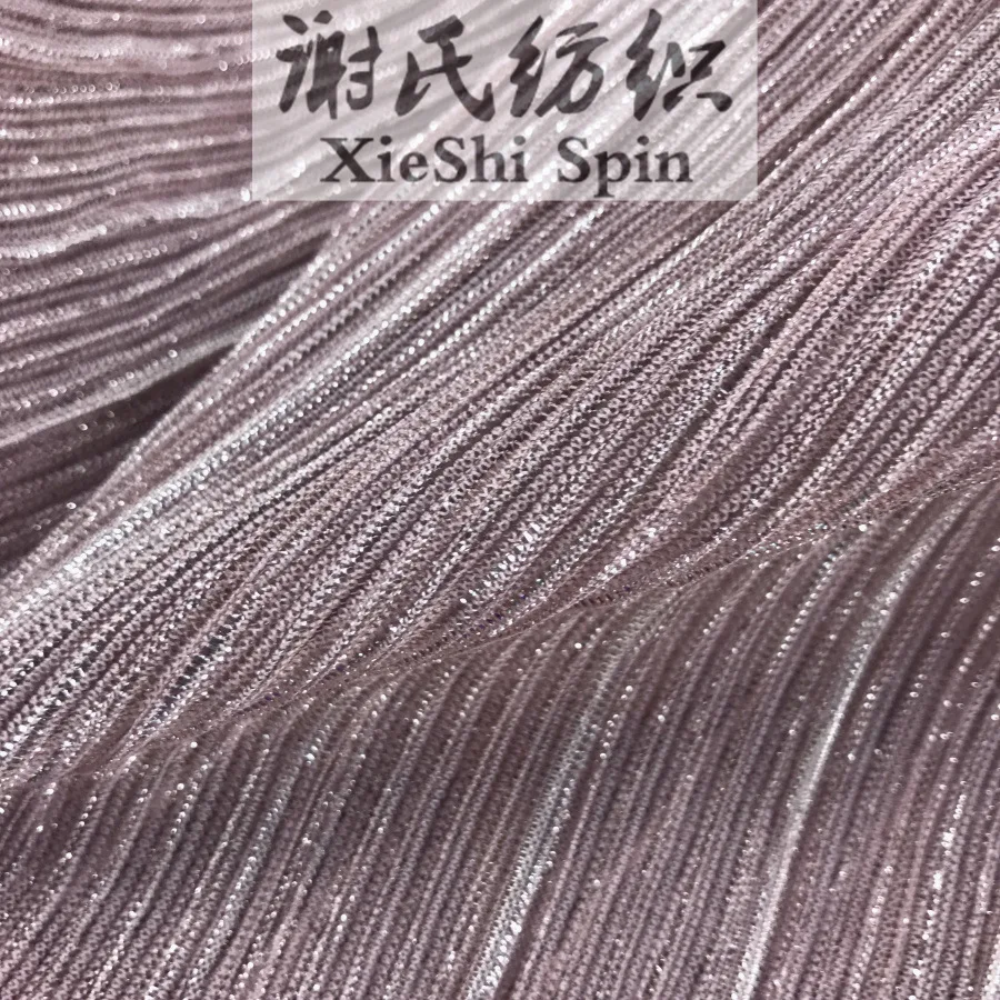 Плиссированная розовая сетчатая ткань для весны и лета 3 метра платье без