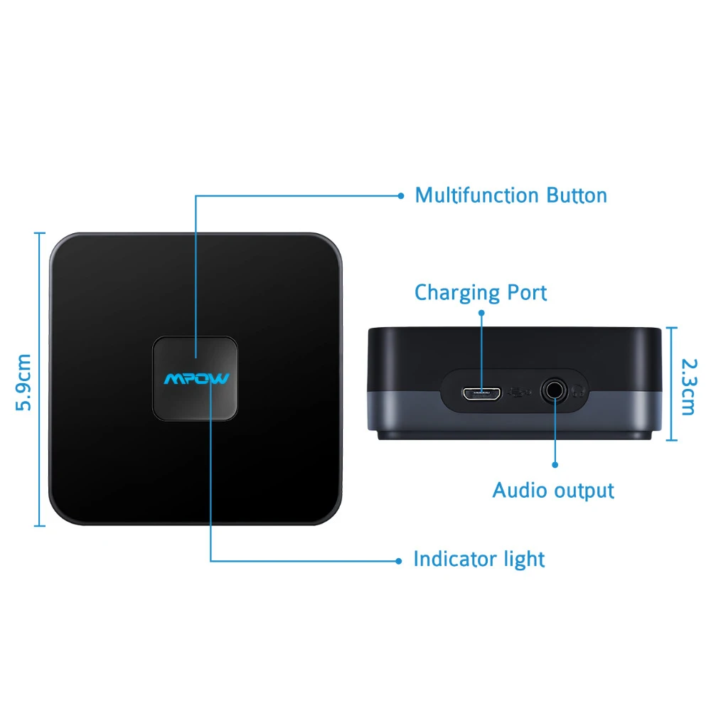 Беспроводной адаптер Mpow 070A с Bluetooth 4 1 аудиоприемник 3 5 мм кабель RCA высокоточным