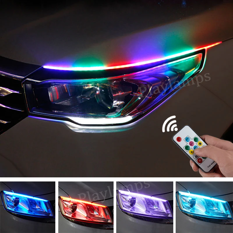 30 см Автомобильная тонкая гибкая светодиодная лента RGB дневные ходовые огни с
