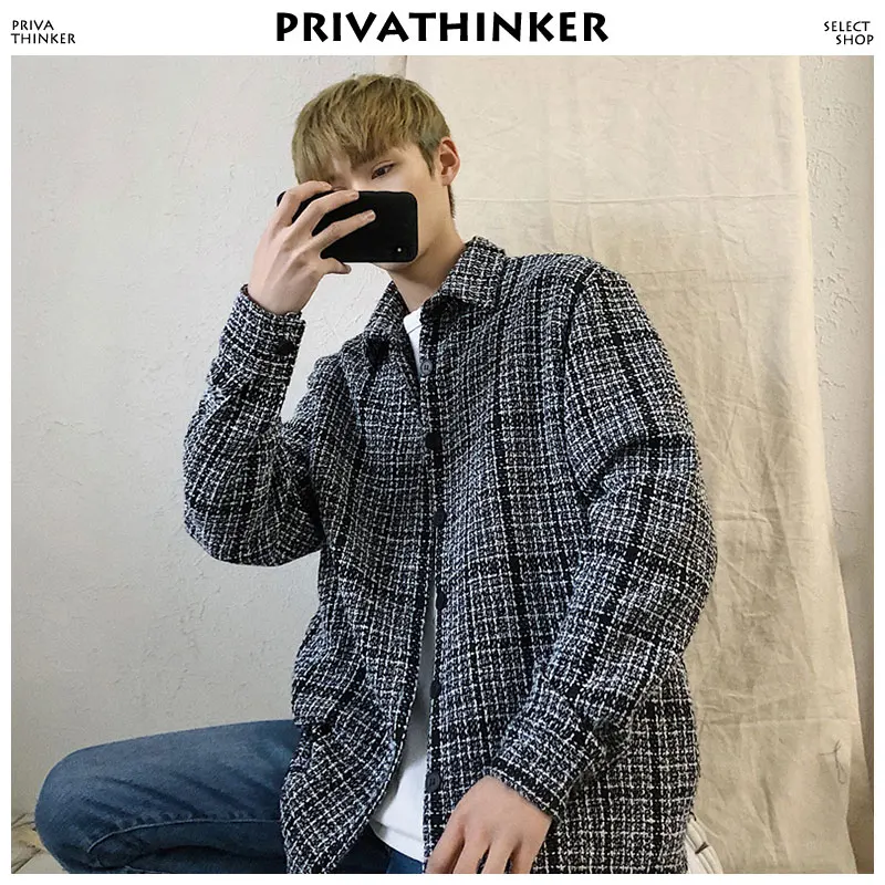 Privathinker для мужчин рубашка в клетку 2018 s Уличная рубашки с длинными рукавами