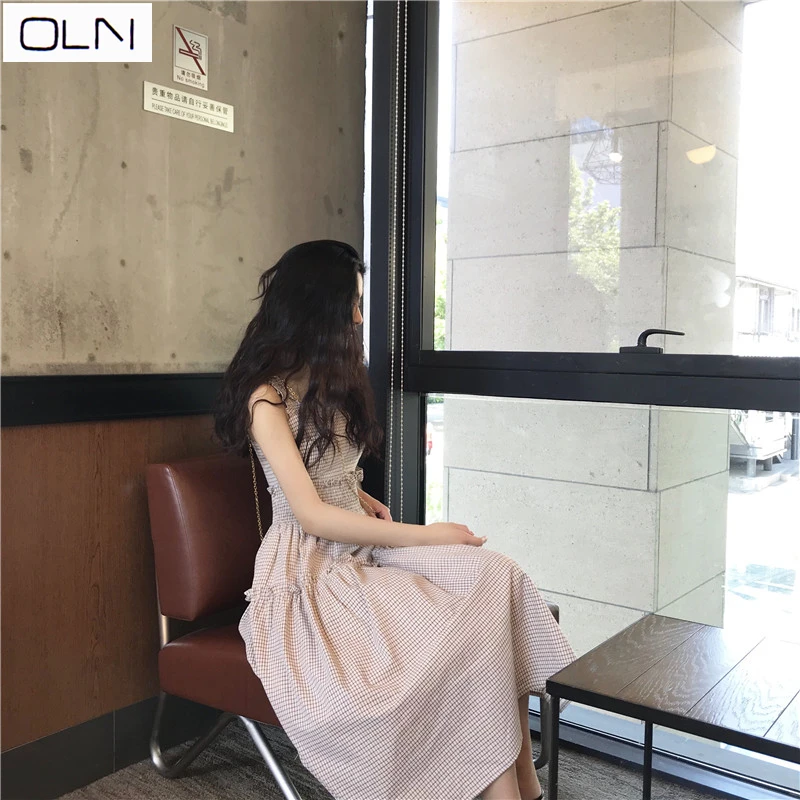 Корейское летнее платье vestidos Новое поступление универсальное нежное Розовое