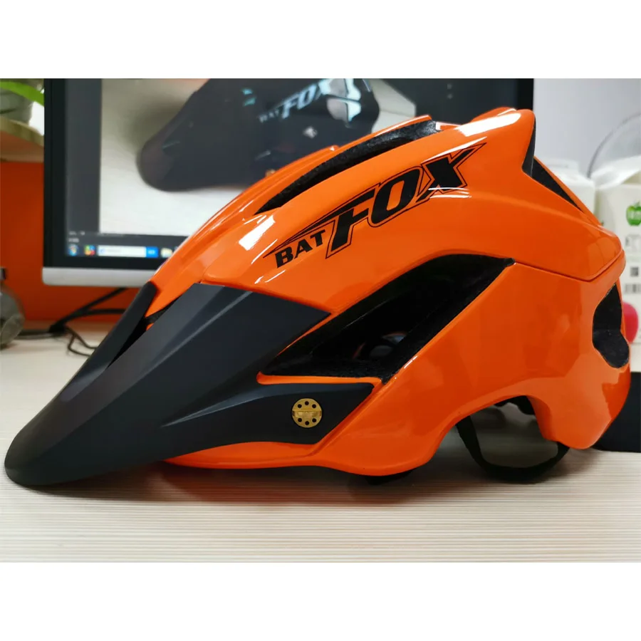 BATFOX MTB велосипедный шлем горная дорога велосипедный шлем Мужчины Женщины Оранжевый Велосипед Велоспорт безопасность Спорт на открытом воздухе большой козырек шлем casco