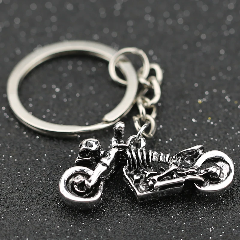 Ghost Rider брелок для мотоцикла скелета черепа ребра кольцо ключей винтажное панк