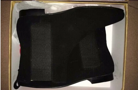 cow suede Qianruiti/осенне-зимние мужские ботинки «Челси» из черной замши на низком каблуке в британском винтажном стиле; уличные ботинки в западном стиле; мужская обувь - Цвет: cow suede