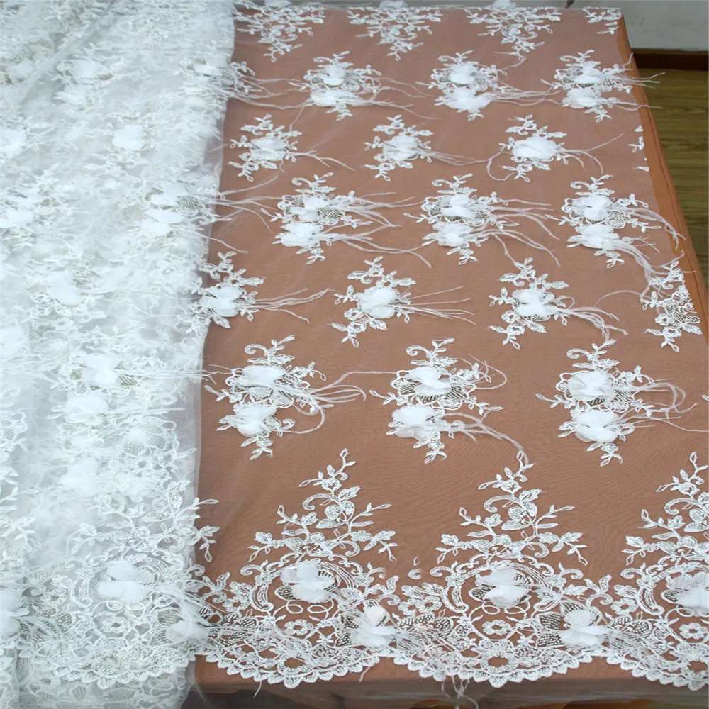 3d цветок Новое поступление африканская вышитая кружевная ткань высокого