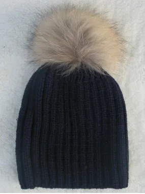 Зимняя шапка с помпоном из натурального меха енота для мальчиков и девочек 15 см