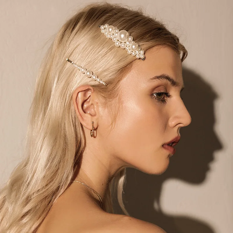 Трендовая заколка для волос с жемчугом со стразами золотые серебряные заколки