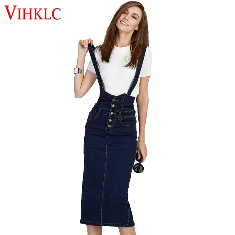 Лето 2017 г. свободная Милая женская джинсовая юбка мыть джинсовый сарафан с