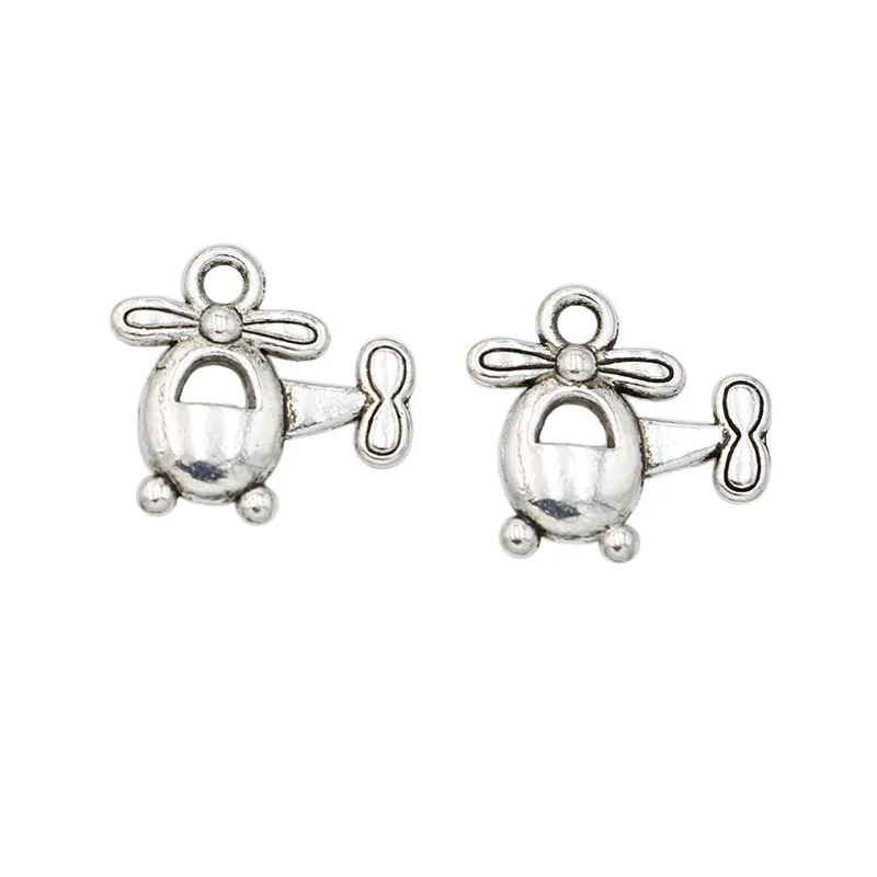 

Vintage Tibetan Silver Alloy Plated Helicopters Charms Beads Pendants for Jewelry Making DIY Handmade 14x15mm