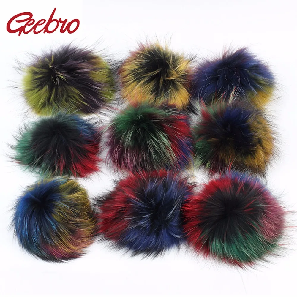 

Geebro 5 PCS/Lot 15 cm Genuine Natural Raccoon Fur Pompoms Big Fur Balls For Winter Beanies Scarf Accessories Real Fur Pom Pom