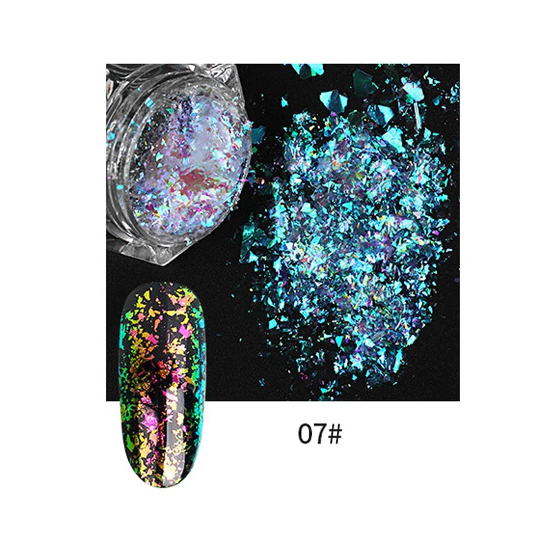 as picture Nail Glitter Sequins Powder Holographic Spangles 3D Nail Art Decoration MH88 - Цвет: as picture