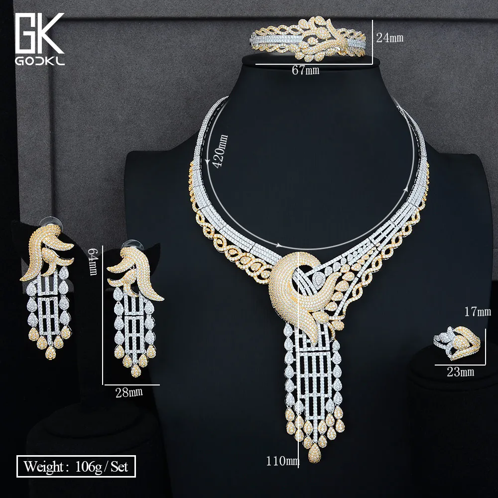 GODKI Роскошные Цветы кисточки 4 шт. нигерийские Свадебные комплекты ювелирных