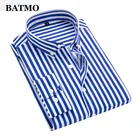 Batmo 2022 Новое поступление весенние высококачественные повседневные голубые рубашки для мужчин, мужские полосатые рубашки, белые мужские рубашки большого размера